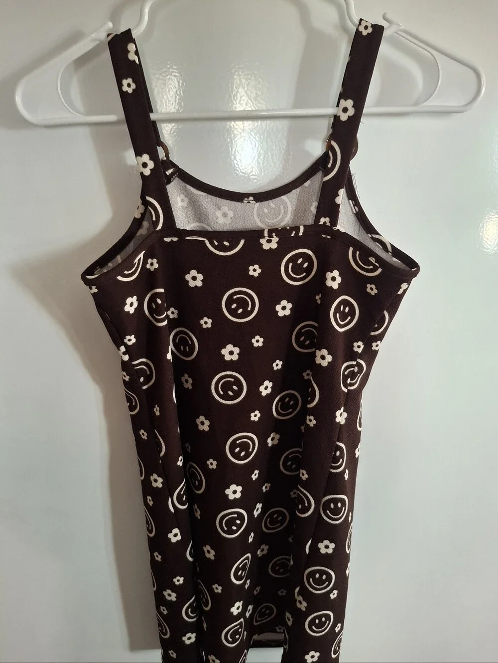 Lily Bleu Brown Smile & Flower Print Tank Dress